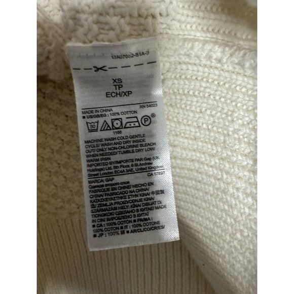 Gap Fisherman Sweater Womens XS Cream Off White Ivory Cable Knit Crew Pullover - Picture 4 of 7